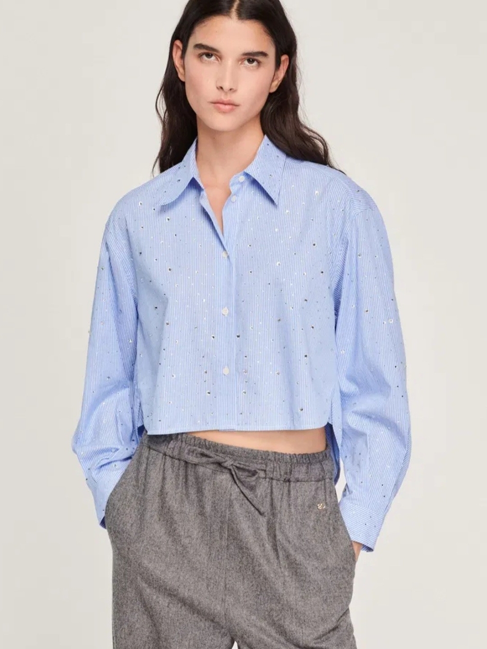 JASON WU Cropped Button-Down Shirt size L